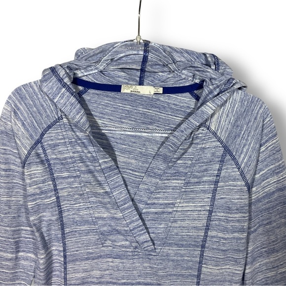 Prana Demi Hooded Pullover Top Sz L Space Dye Purple Lightweight Athleisure Acti - Picture 3 of 13